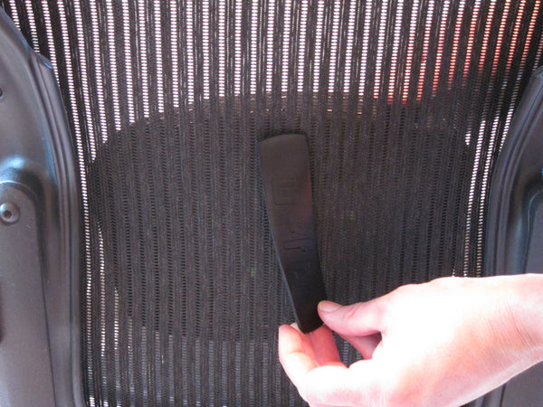 Herman Miller® chair supports for Aeron® Mirra® all mesh chairs | u-fo Saddle - modern ergonomic leather lumbar & seat pad to improve comfort on mesh chairs